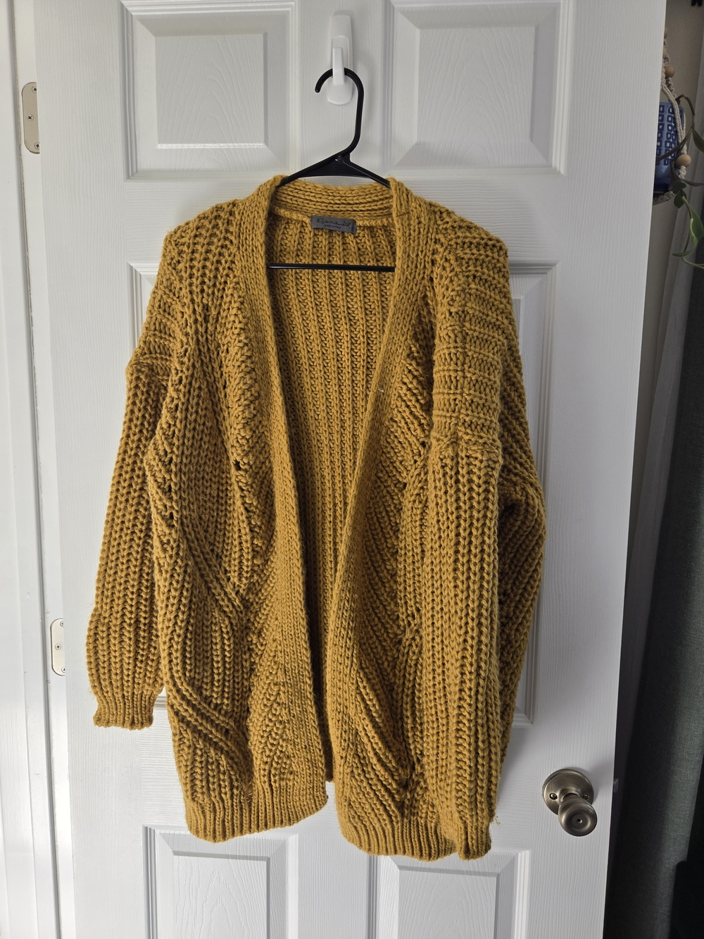 Anthropologie Italy Elsamanda Chunky Cardigan Mustard Yellow Oversized- Small